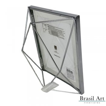 Porta-Retrato Prisma Prata 13x18cm - Moldura Geométrica de Luxo para Decoração Moderna