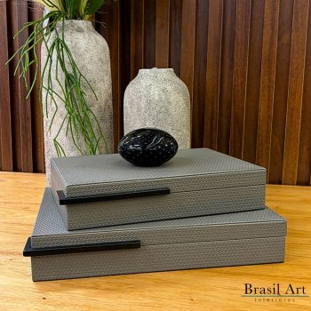 Caixa Decorativa Pequena Cinza - Caixa Organizadora Moderna e Sofisticada