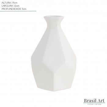 Vaso Decorativo Solitário Pedra Pequeno em Cerâmica Off White