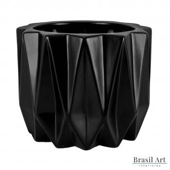 Vaso Decorativo Losango Grande em Cerâmica Preto