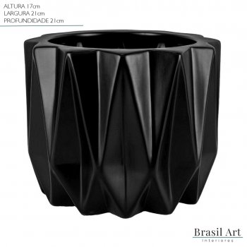 Vaso Decorativo Losango Grande em Cerâmica Preto