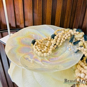 Centro de Mesa Decorativo Pérola Furta-Cor - Efeito Iridescente e Luxuoso