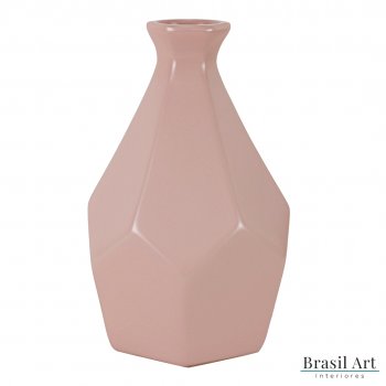 Vaso Decorativo Solitário Pedra Grande em Cerâmica Rose