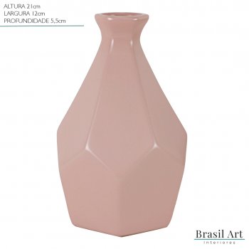 Vaso Decorativo Solitário Pedra Grande em Cerâmica Rose