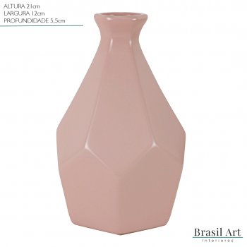 Vaso Decorativo Grande Diamond em Cerâmica Rose