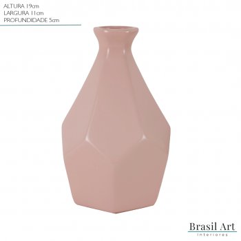 Vaso Decorativo Solitário Pedra Pequeno em Cerâmica Rose