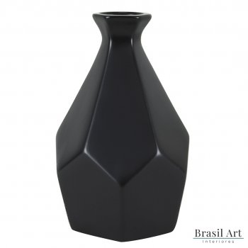 Vaso Decorativo Solitário Pedra Grande em Cerâmica Preto