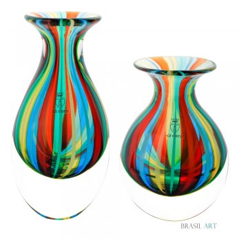 Conjunto de Mini Vasos com Bastões Coloridos em Cristal Murano