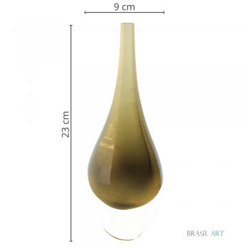 Trio Gotas Mini Fumê com Ouro 24K em Cristal Murano