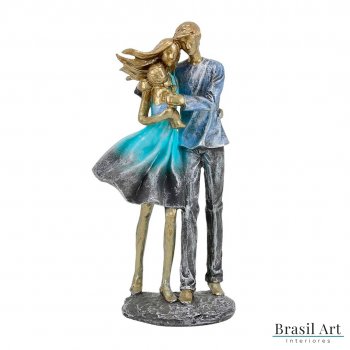 Estátua para Decoração Casal com Bebê