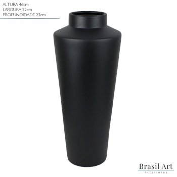 Vaso Decorativo de Chão em Cerâmica Preto