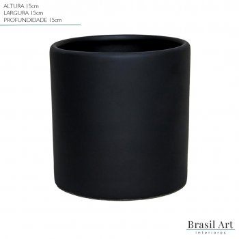 Vaso Decorativo Redondo com Suporte em Cerâmica Preto