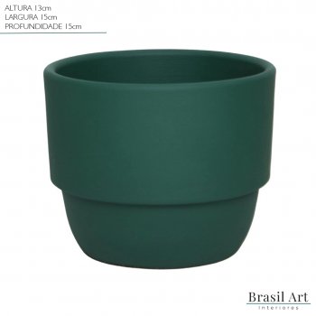 Vaso Decorativo Médio com Suporte em Cerâmica Verde Musgo