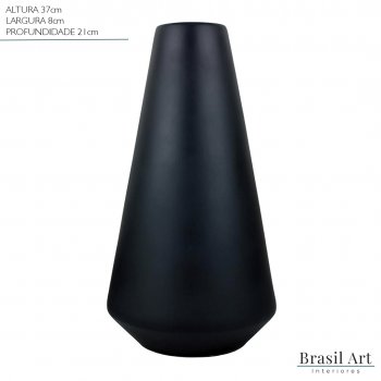 Vaso Decorativo Cone em Cerâmica Preto