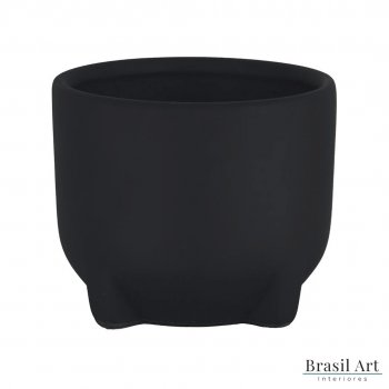 Vaso Decorativo Pequeno em Cerâmica Preto