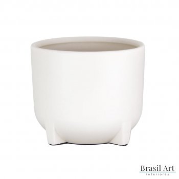 Vaso Decorativo Pequeno em Cerâmica Off White