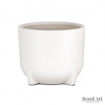 Vaso Decorativo Pequeno em Cerâmica Off White