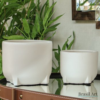 Vaso Decorativo Pequeno em Cerâmica Off White