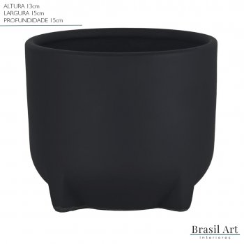 Vaso Decorativo Médio em Cerâmica Preto