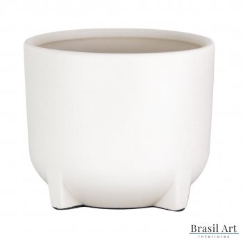 Vaso Decorativo Médio em Cerâmica Off White