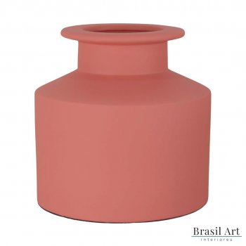 Vaso Decorativo Baixo em Cerâmica Rosa