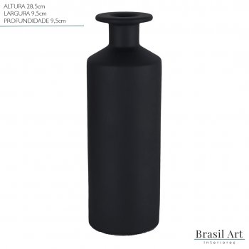 Vaso Decorativo Alto em Cerâmica Preto