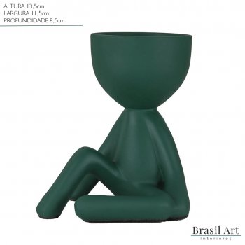 Vaso Decorativo Bob Sentado em Cerâmica Verde Musgo