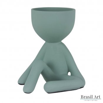 Vaso Decorativo Bob Sentado em Cerâmica Verde Menta