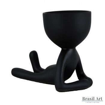 Vaso Decorativo Bob Deitado em Cerâmica Preto