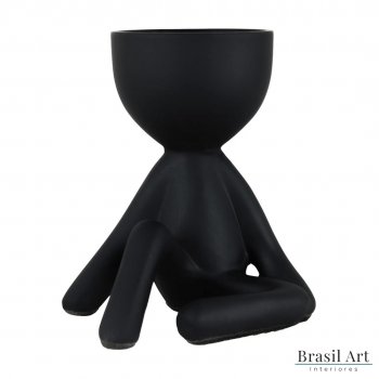 Vaso Decorativo Bob Sentado em Cerâmica Preto