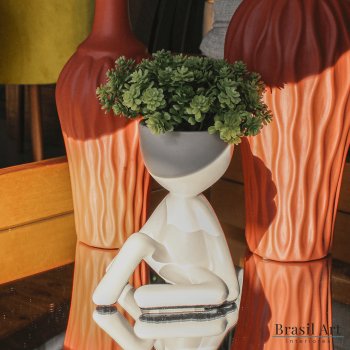 Vaso Decorativo Bob Sentado em Cerâmica Off White