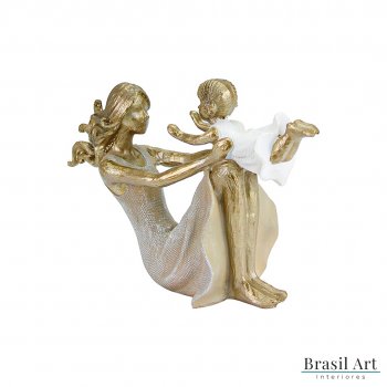 Estátua para Decoração Mãe Brincando com Menina