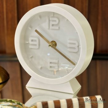 Relógio de Mesa Moderno Branco - Acessório Decorativo Minimalista