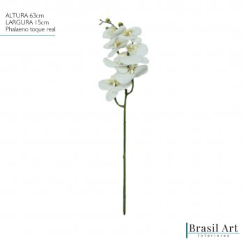 Haste Permanente de Orquídea Phalaeno Branca  63cm