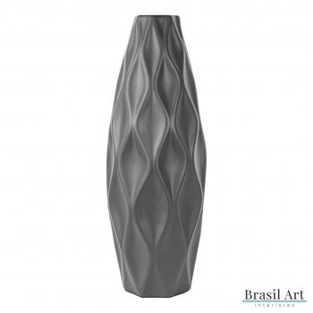 Vaso Decorativo Losango Alto em Cerâmica Chumbo