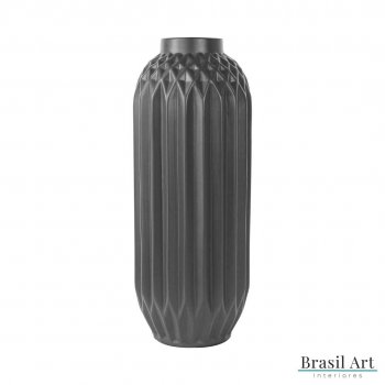 Vaso Decorativo Modern Baixo em Cerâmica Chumbo
