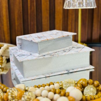 Livro Caixa Decorativo Mármore M – Design Moderno, Elegância e Organização Sofisticada