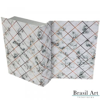Livro Caixa Decorativo Mármore M – Design Moderno, Elegância e Organização Sofisticada