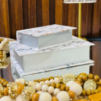 Livro Caixa Decorativo Mármore P – Elegância Moderna e Organização com Estilo Sofisticado