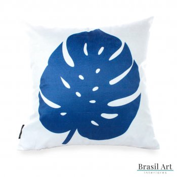 Capa de Almofada em Algodão Costela Azul Royal