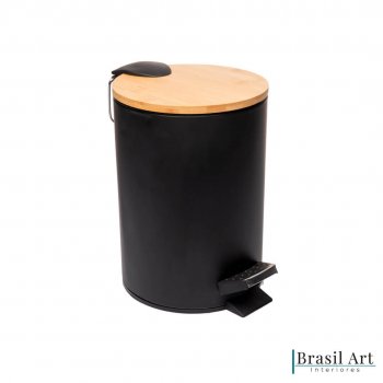 Lixeira em Metal Redonda Preta 3L