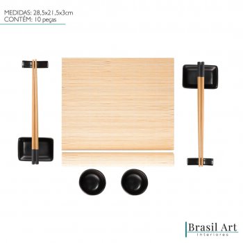 Conjunto Sushi Okinawa de 10 Peças em Bambu