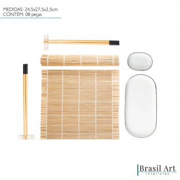 Conjunto Sushi Tsuru de 8 Peças em Bambu
