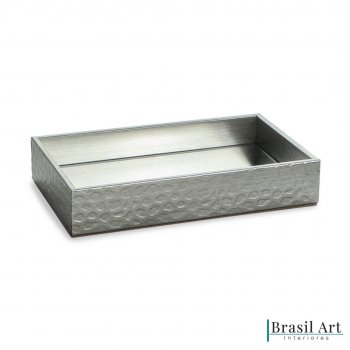 Bandeja Decorativa Prata Velho com Textura