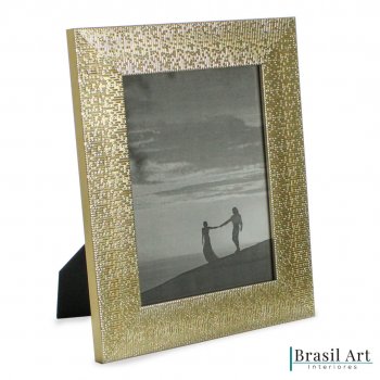 Porta-Retrato Decorativo com Textura Ouro 15x20cm