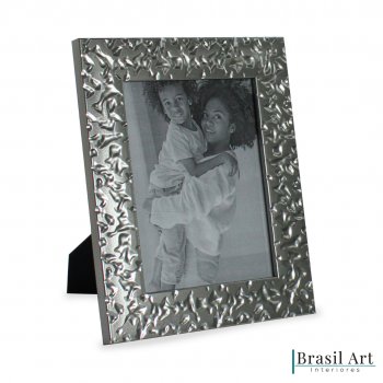 Porta-Retrato Decorativo com Textura Prata 15x20cm