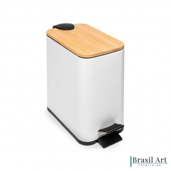 Lixeira Quadrada Branca em Metal 5L