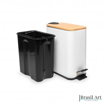 Lixeira Quadrada Branca em Metal 5L