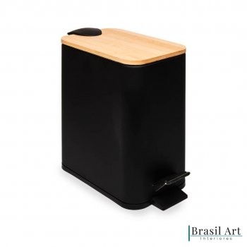 Lixeira Quadrada Preta em Metal 5L