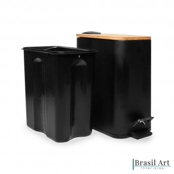 Lixeira Quadrada Preta em Metal 5L
